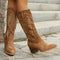 Bottes de cow-boy brodées pour dames, à bouts pointus et à talons moyens