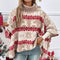 Women's Christmas turtleneck sweater - Loose-fit knit sweater with batwing sleeves