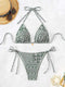 Women's Green Bikini with Ethnic Pattern for Summer Beach