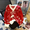 Pull de Noël pour femme – Pull en maille blanc vintage orné d'un motif de flocons de neige rouges