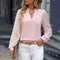 Elvira - elegant silk chiffon top with V-neck, perfect for autumn