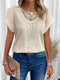 Leora - Blusa de cuello redondo de encaje para otoño