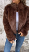Women's Casual Faux Fur Stand-Collar Jacket