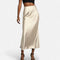 High-waisted midi satin skirt for women