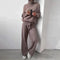 Abbigliamento Donna Completo Maglione Dolcevita e Pantaloni Lavorati a Maglia