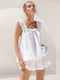 Women's white cotton blouse with ruffles for summer