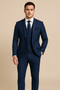 Luxury navy blue plaid slim fit suits with lapels for autumn