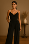 Elegant autumn polyester wide-leg jumpsuit for women for weddings and celebrations