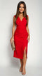 Elegant evening midi dress for women with slit