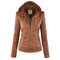 Hooded leather jacket for women - Autumn Edition