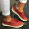 Chaussures en cuir rouge pour femme, style décontracté
