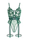 Green lace underwire bodysuit for women