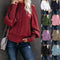 Chunky knit sweater for women with high collar and voluminous sleeves
