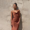 Klara | Μακρύ σατέν φόρεμα με λαιμόκοψη draped