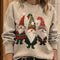 Pull Ugly Christmas pour femmes - Motif amusant de gnome brodé