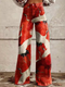 Jean Large Taille Haute Femme Style Vintage avec Motif Intégré