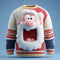 Pánský vánoční svetr - Svetr z nadýchaného úpletu s dlouhými rukávy, zdobený 3D obličejem Santa Clause