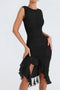 Abito midi con arricciature irregolari