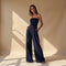 Tuta pantalone elegante senza maniche per donna