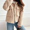 Short Plush Jacket with Buttons and Flap Pockets