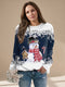 Women's Christmas sweater with snowman pattern | Festive holiday top | Round neck, long sleeves, relaxed fit
