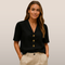 Women's shawl collar blouse - long sleeves and front button closure