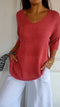 Loose knitted V-neck top for women - Special autumn