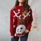 Jersey navideño rojo para mujer – Jersey de punto grueso con motivo de reno y mangas raglán