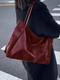Maxia | Gran bolso bandolera de cuero para mujer | Bolso de mano | Tote Burdeos Rojo
