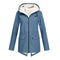 Women's long hooded coat, Sherpa-lined and waterproof