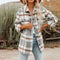 Elegant plaid cotton blend blouse for autumn - Women