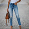 Ripped Blue Pants for Women | Casual