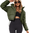 Chaqueta corta acolchada con capucha - Chaqueta con cremallera para mujer