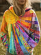 Sweat à capuche bohème matelassé en patchwork pour femme